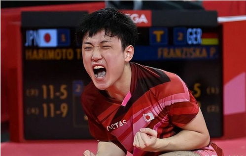 張本智和的勝利之舞，贏球后的搖頭慶祝